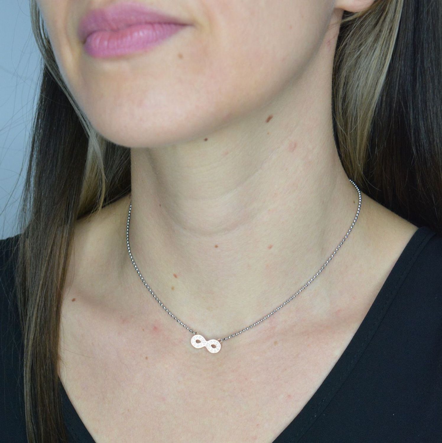 Naszyjnik stalowy Nomination Italy Soffio d'amore różowe złoto Znak Nieskończoności 134004 024.png